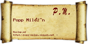 Popp Milán névjegykártya